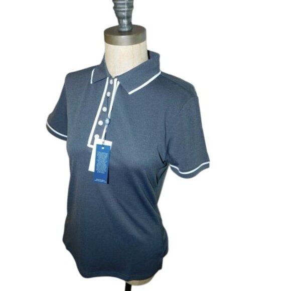 Penguin Size XXL 2X Plus Size Gray White Golf Shirt Top Ladies NWT $69 - Picture 2 of 3